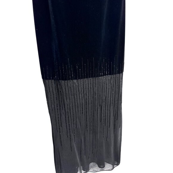 Vintage y2k Betsy & Adam formal maxi length black gown size 10 beaded velvet - Picture 2 of 6